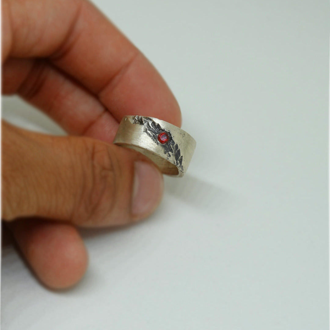 Raw Garnet Band Ring